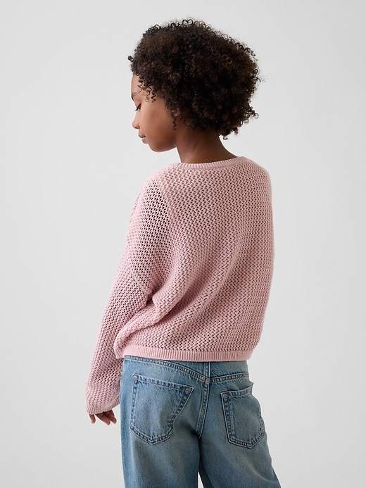 Image number 3 showing, Kids Crochet Oversized Graphic Sweater