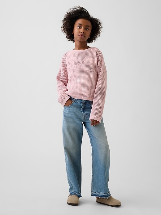 Image number 4 showing, Kids Crochet Oversized Graphic Sweater