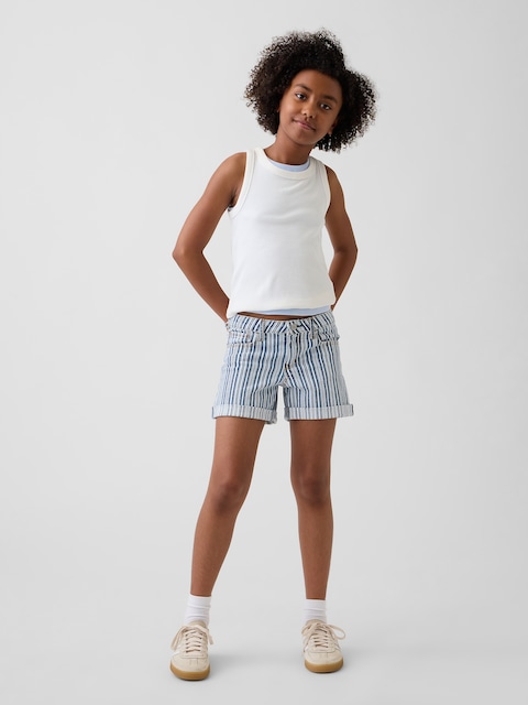 Kids Denim Stripe Midi Shorts
