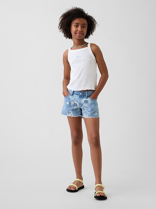 Image number 1 showing, Kids Low Rise Stride Floral Denim Shorts