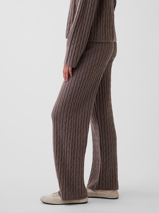Image number 3 showing, CashSoft Relaxed Cable-Knit Sweater Pants