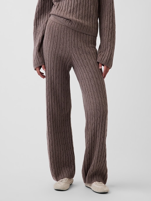 Image number 2 showing, CashSoft Relaxed Cable-Knit Sweater Pants