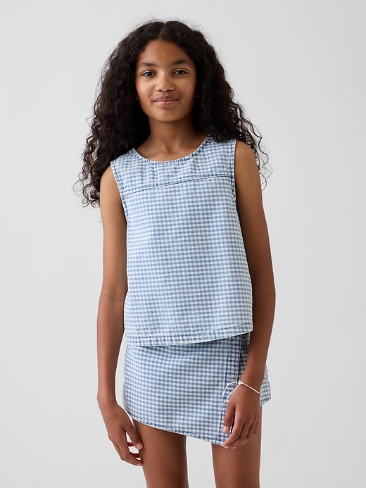 Image number 1 showing, Kids Gingham Denim Shell Tank Top