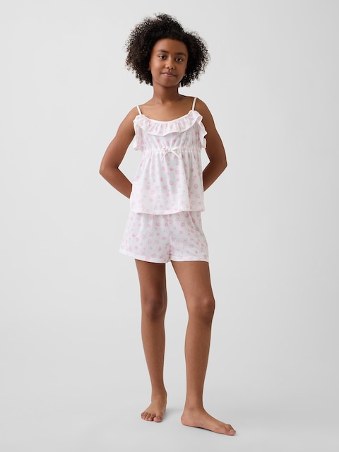 Kids Recycled PJ Ruffle Cami Short Set