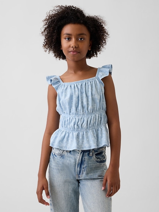 Image number 1 showing, Kids Flutter-Sleeve Smocked Peplum Top