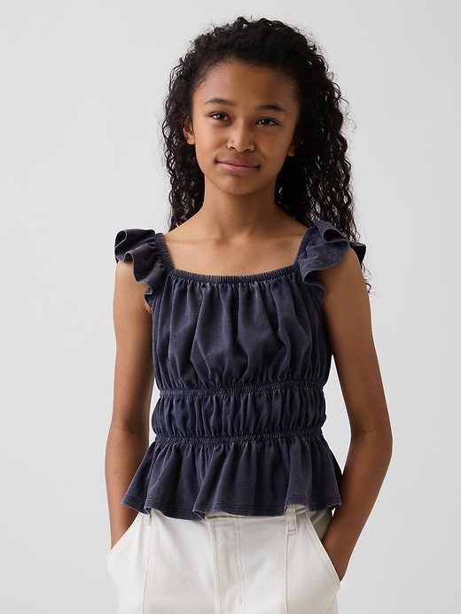 Image number 1 showing, Kids Flutter-Sleeve Smocked Peplum Top
