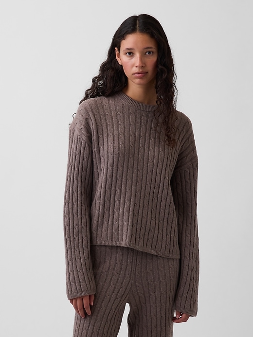 Image number 1 showing, CashSoft Oversized Cable-Knit Sweater
