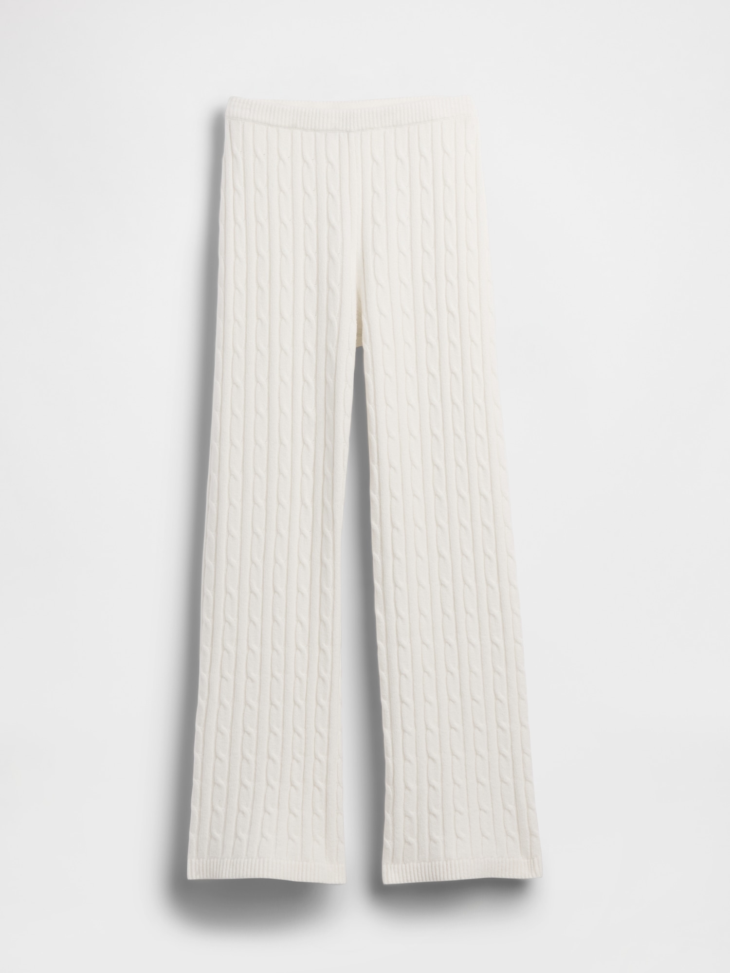 Женские брюки Gap CashSoft Cable-Knit Boot Sweater Pants, цвет: Слоновая кость бежевый — фото 6
