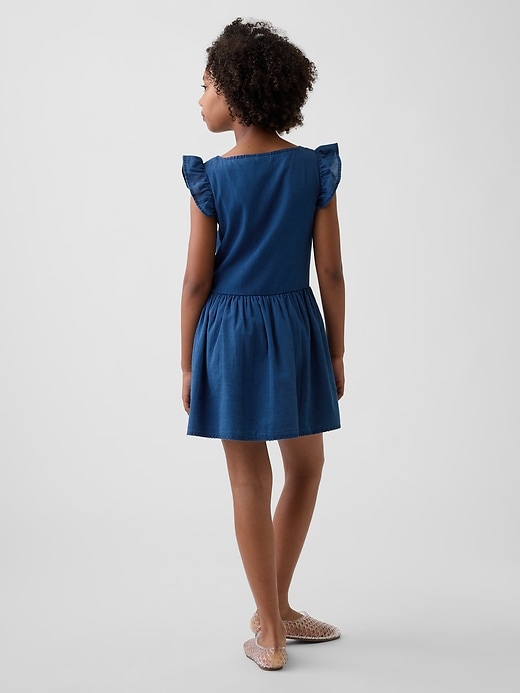 Image number 3 showing, Kids Flutter-Sleeve Lace-Trim Dress
