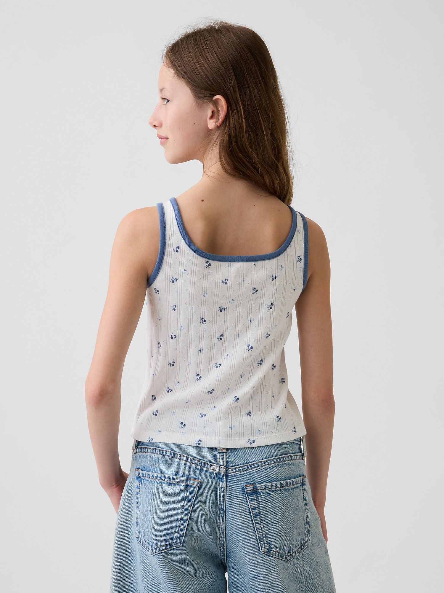 Детский топ Gap Pointelle Tank Top, цвет: Синий с принтом — фото 3