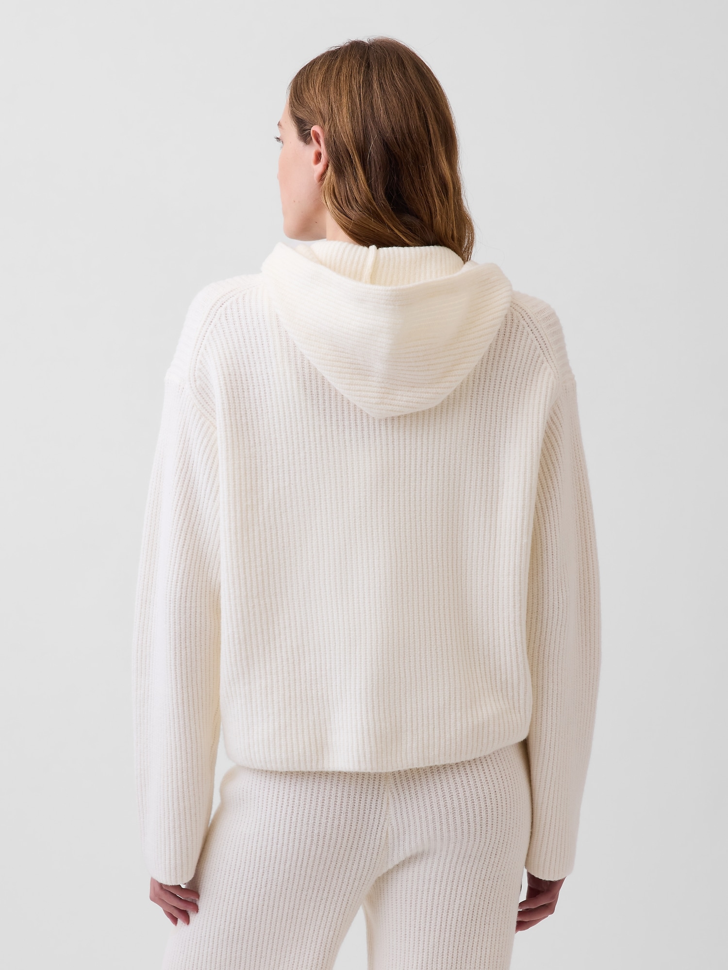CashSoft Oversized Shaker-Stitch Zip Hoodie