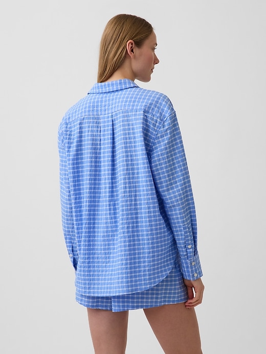 Image number 3 showing, Seersucker Plaid Oversized Shirt
