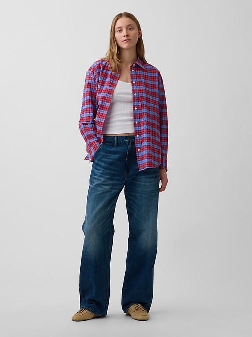 Image number 2 showing, Seersucker Plaid Oversized Shirt