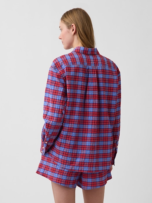 Image number 3 showing, Seersucker Plaid Oversized Shirt