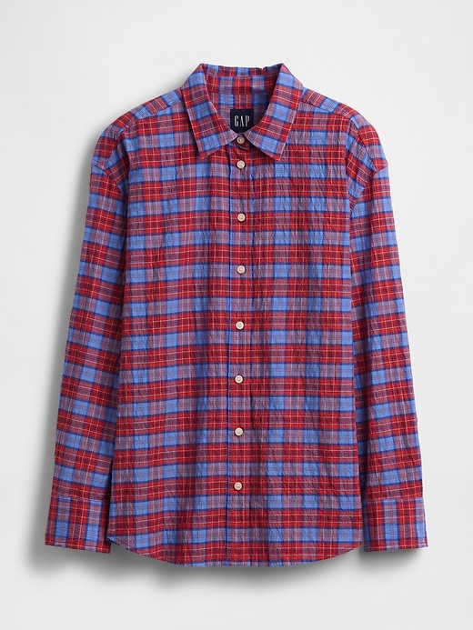 Image number 5 showing, Seersucker Plaid Oversized Shirt