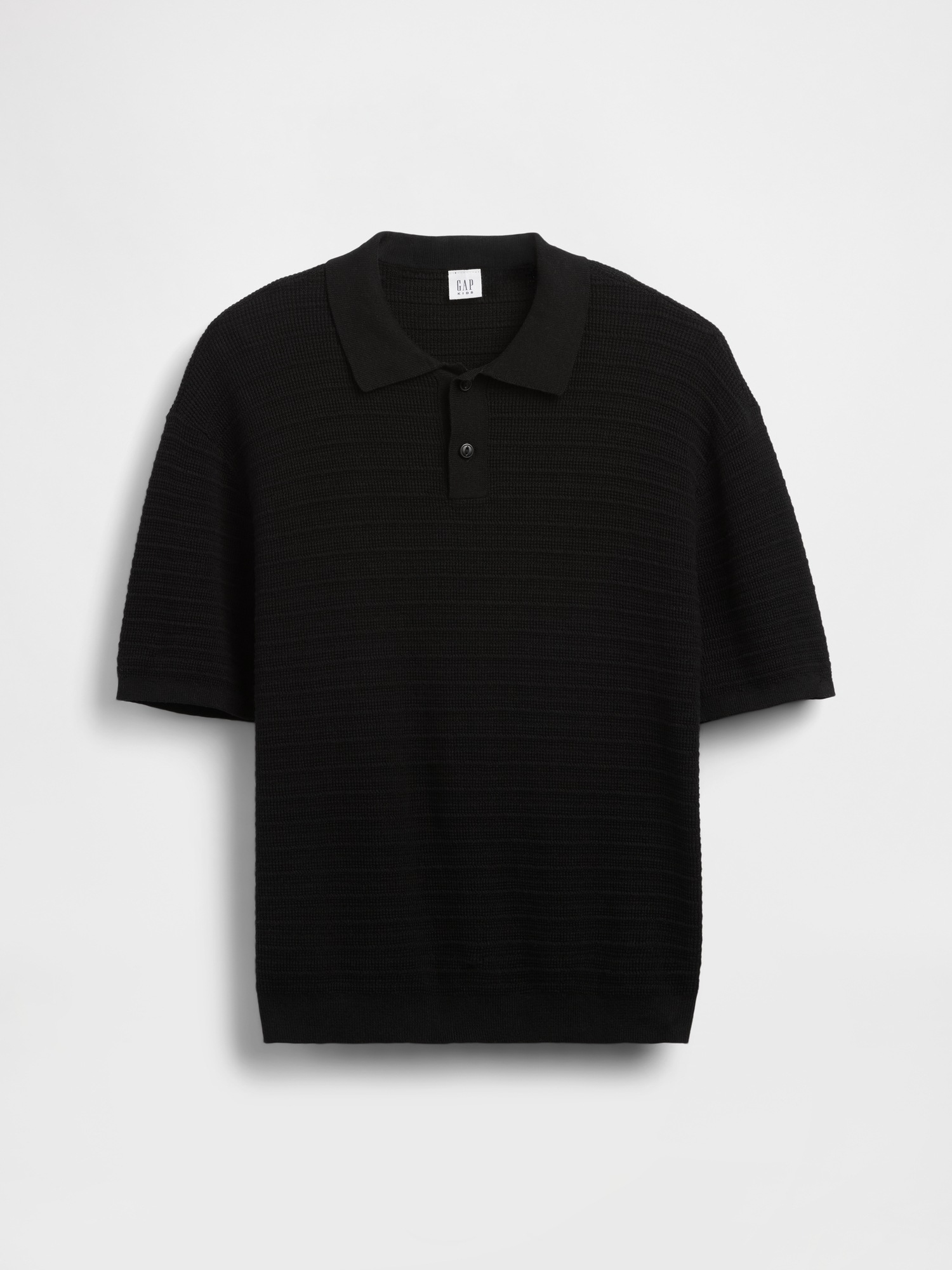 Детский свитер Gap 100% Cotton Relaxed Polo Sweater Shirt, цвет: Чёрный — фото 2