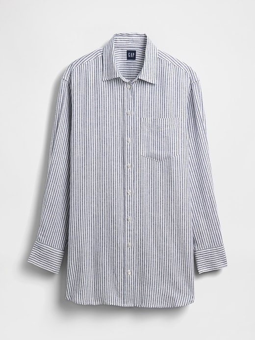 Image number 5 showing, Linen-Blend Oversized Tunic Shirt