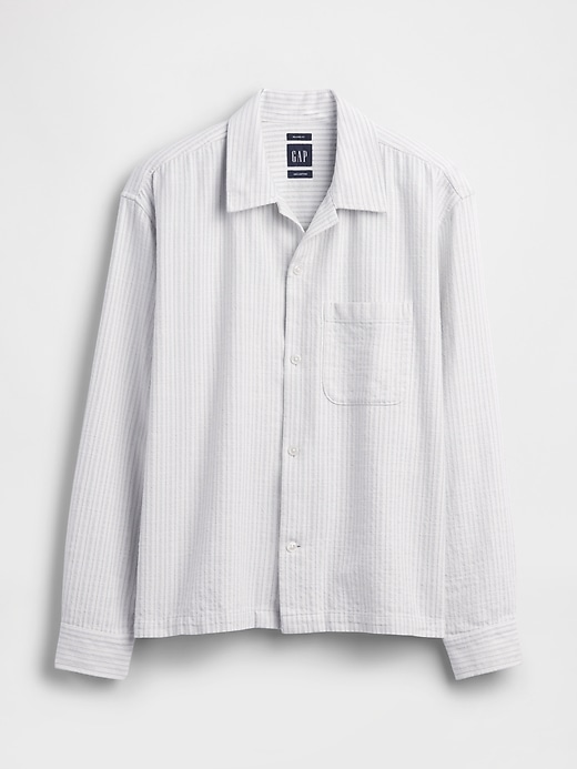 Image number 5 showing, Dobby Stripe Relaxed Straight-Hem Shirt