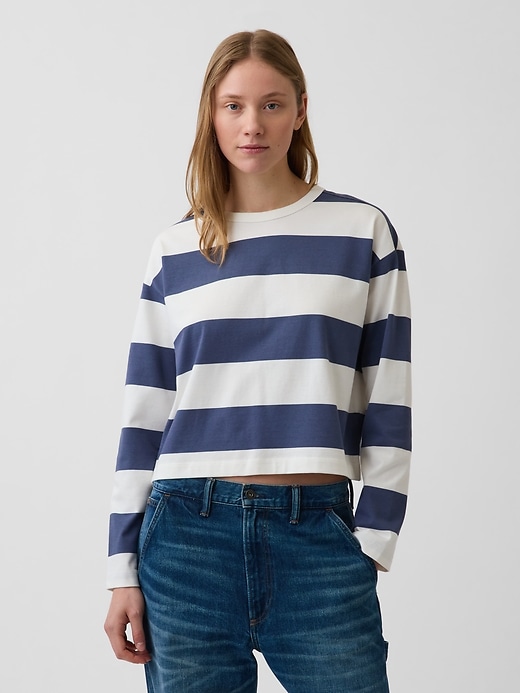 Image number 1 showing, Knit Oversized Crop T-Shirt