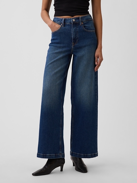 Image number 2 showing, High Rise Stride Wide-Leg Ankle Jeans