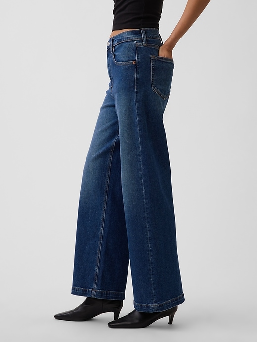 Image number 3 showing, High Rise Stride Wide-Leg Ankle Jeans