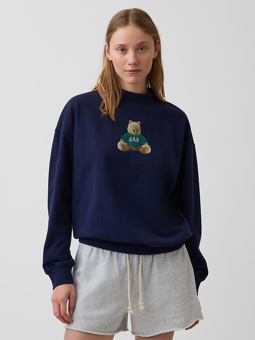 Image number 1 showing, VintageSoft Terry Oversized Mockneck Logo Sweatshirt