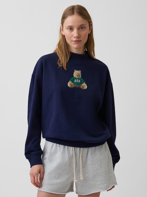 VintageSoft Terry Oversized Mockneck Logo Sweatshirt