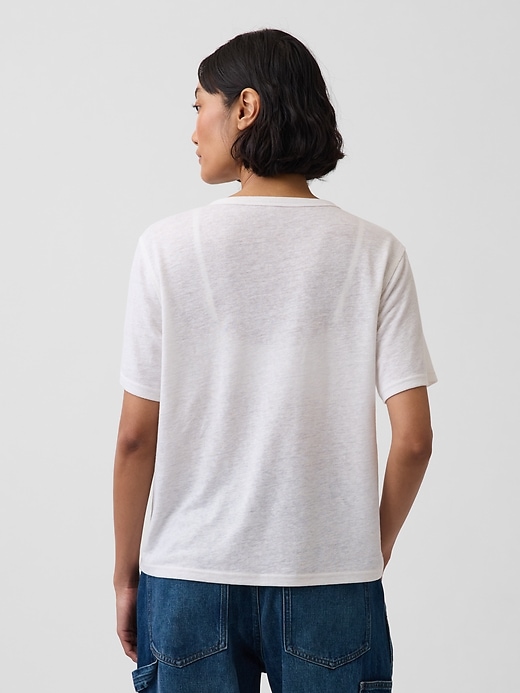 Image number 3 showing, Linen-Blend Relaxed V-Neck T-Shirt