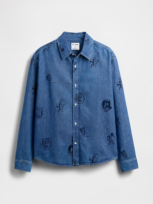 Image number 7 showing, Jean-Michel Basquiat Printed Denim Shirt