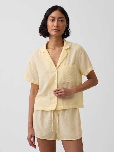 Crinkle Gauze Oversized PJ Shirt