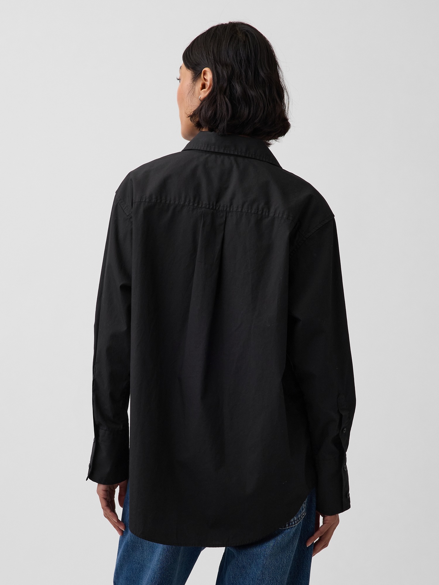 Женская рубашка Gap Organic Cotton Poplin Big, цвет: Чёрный — фото 2