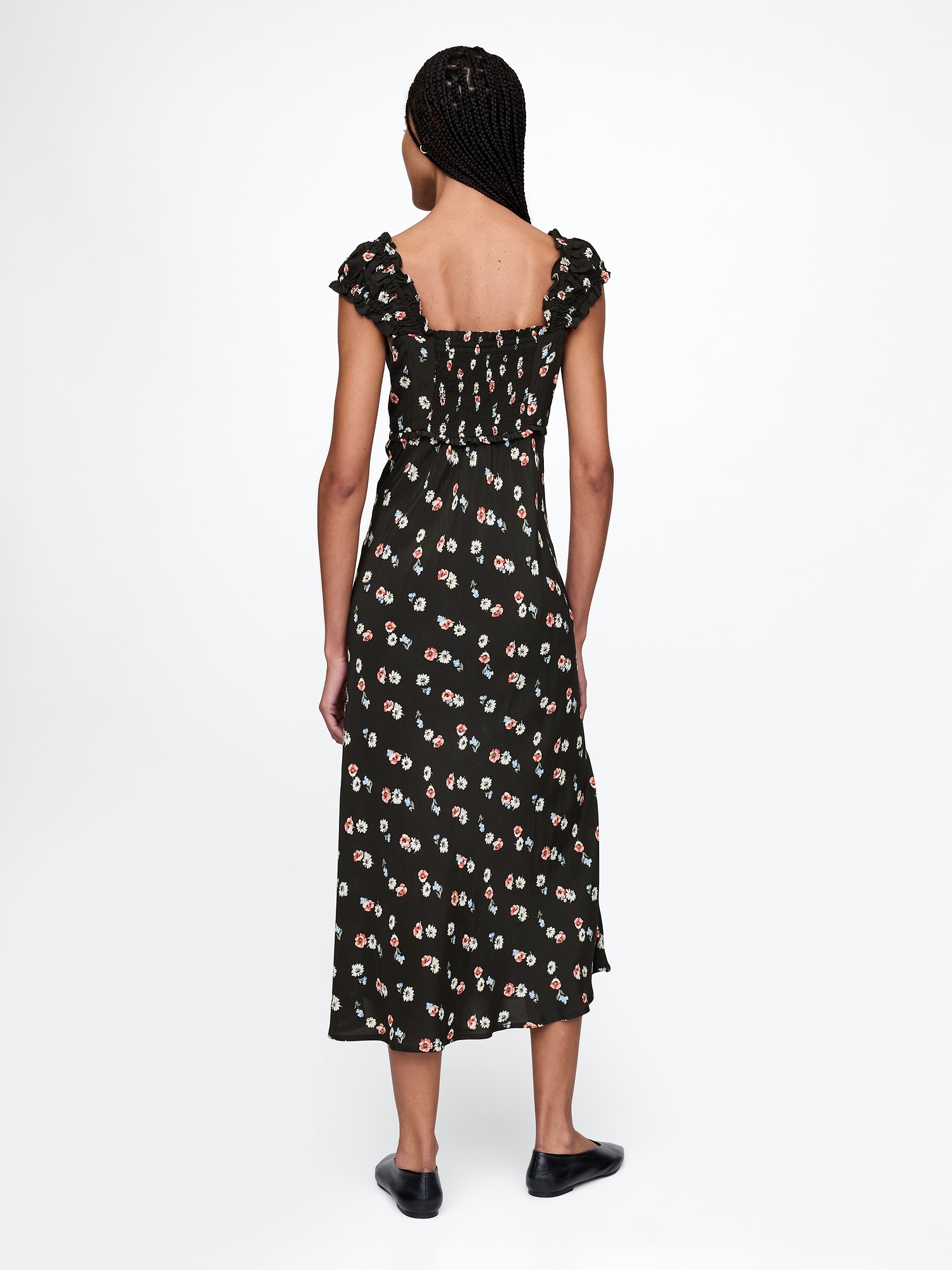 Женское платье Gap Crepe Sweetheart Maxi, цвет: Чёрный с принтом — фото 2