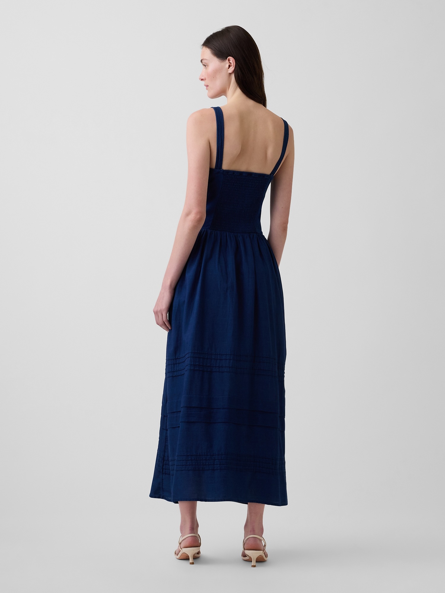 Женское платье Gap Lace-Up Corset Maxi, цвет: Средний индиго — фото 2