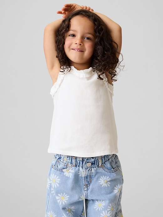Image number 1 showing, Baby & Toddler Rib Ruffle Apron Tank Top