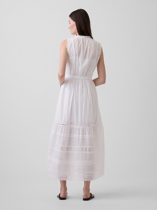 Image number 2 showing, Lace-Trim Tiered Midi Shirtdress