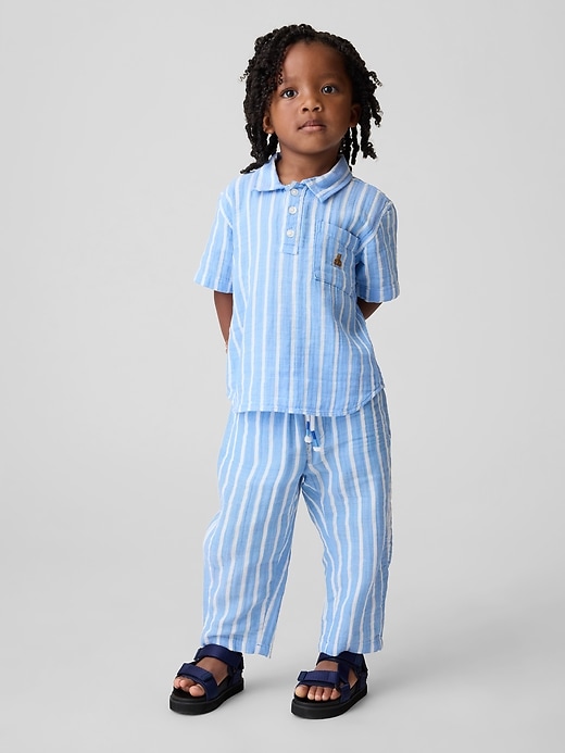 Image number 1 showing, Baby & Toddler Cotton Gauze Pull-On Barrel Pants