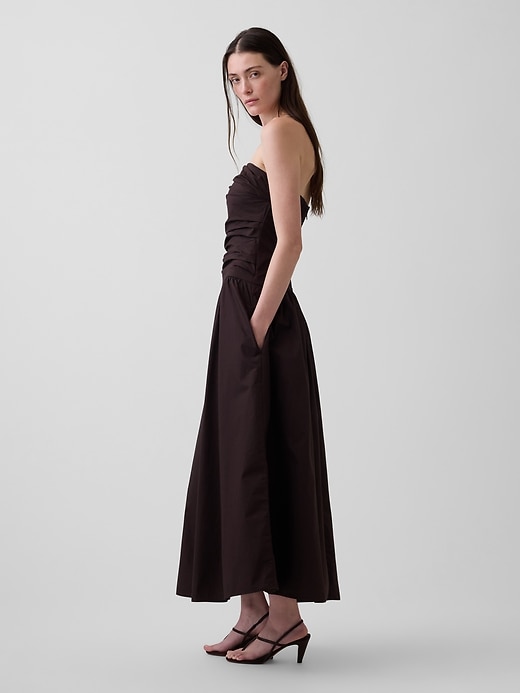 Image number 3 showing, Poplin Drop-Waist Maxi Dress