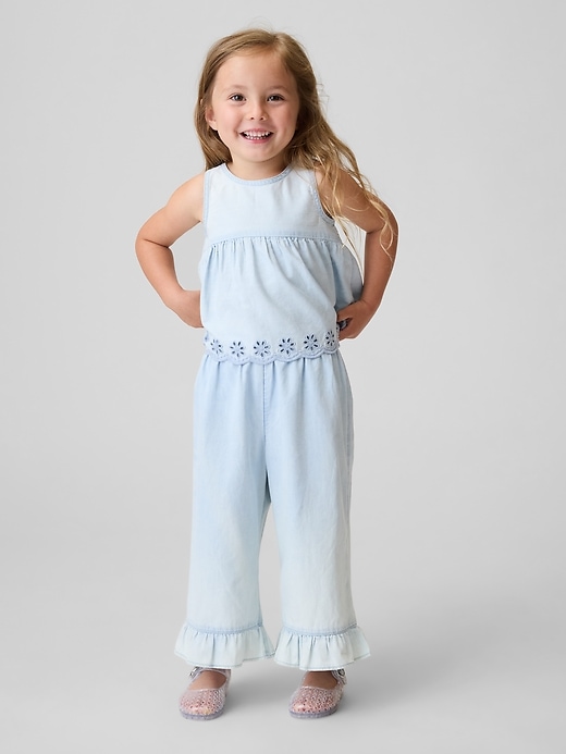 Image number 1 showing, Baby & Toddler Eyelet Denim Outfit Set