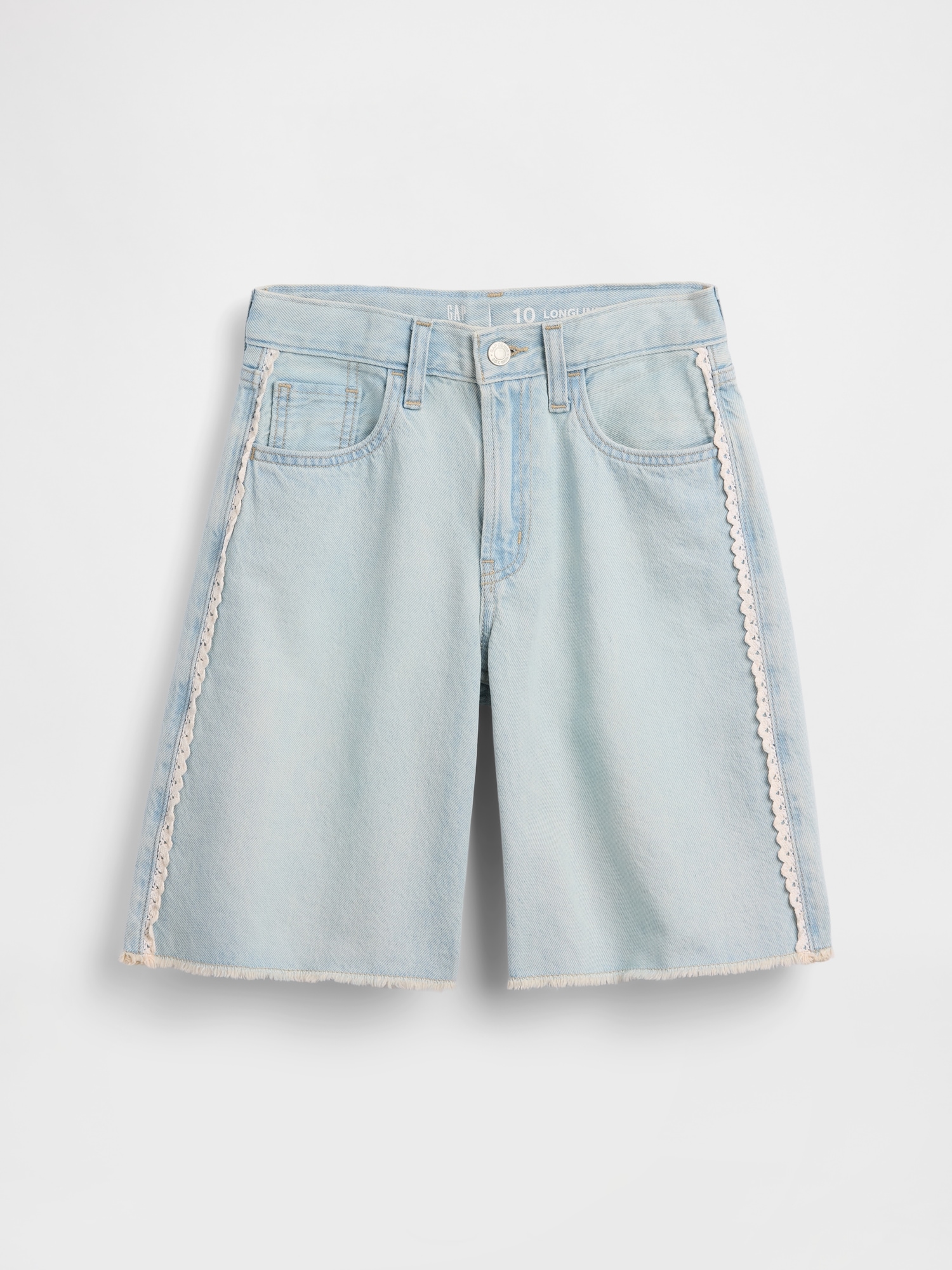 Kids Low Rise Longline Denim Shorts
