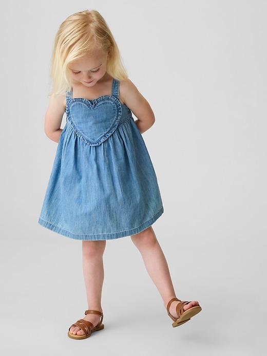 Image number 1 showing, Baby & Toddler Denim Heart Tank Dress