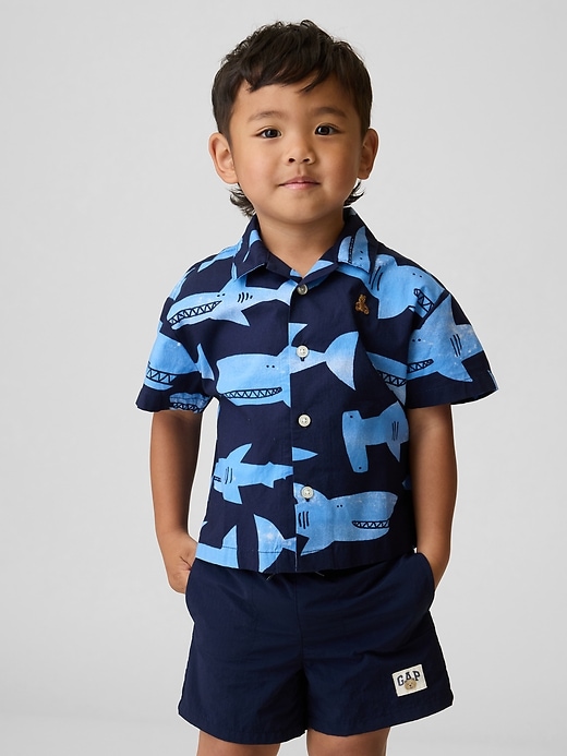 Image number 1 showing, Baby & Toddler Organic Cotton Poplin Print Shirt