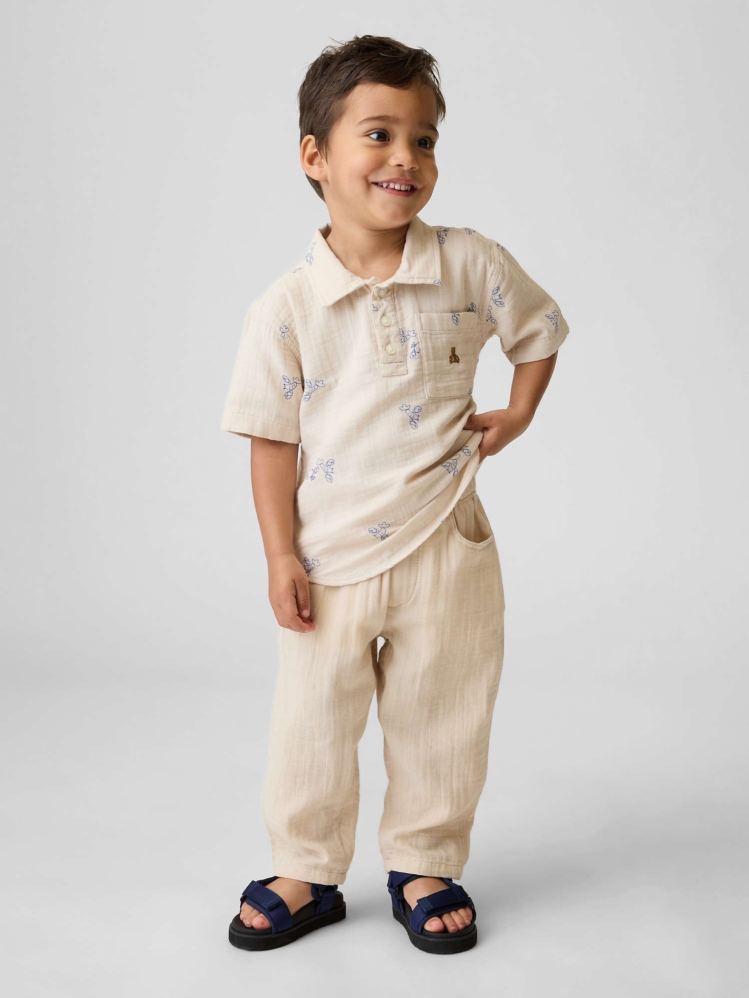 Baby & Toddler Cotton Gauze Pull-On Barrel Pants