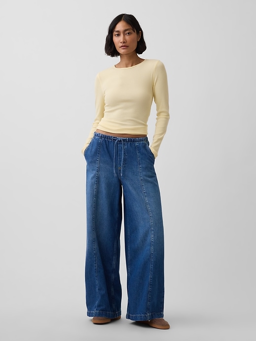 Image number 1 showing, Mid Rise UltraSoft Easy Seamed Baggy Jeans