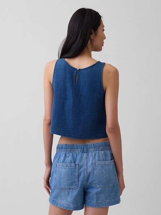 Image number 3 showing, Cotton Gauze Denim Shell Tank Top