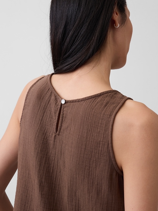 Image number 4 showing, Cotton Gauze Racer Shell Tank Top