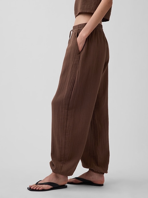 Image number 3 showing, Cotton Gauze Barrel Joggers