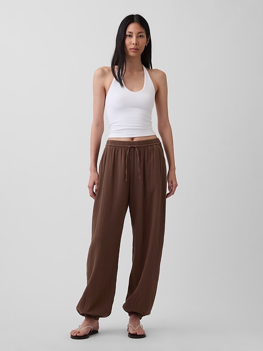 Image number 6 showing, Cotton Gauze Barrel Joggers