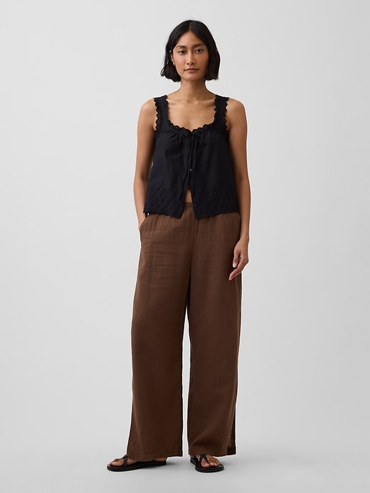 Image number 2 showing, Cotton Gauze Easy Split-Hem Pants