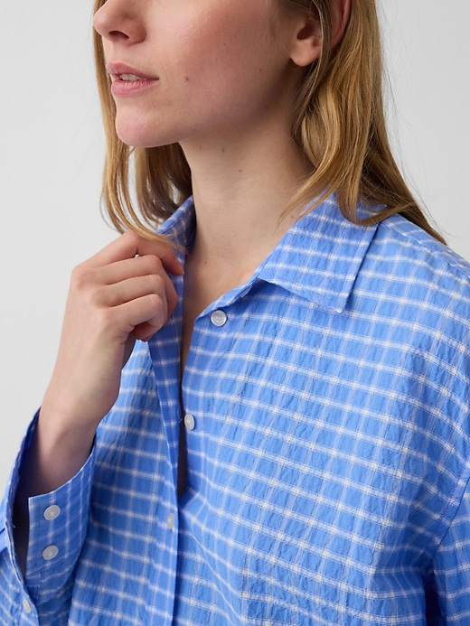 Image number 4 showing, Seersucker Plaid Oversized Shirt