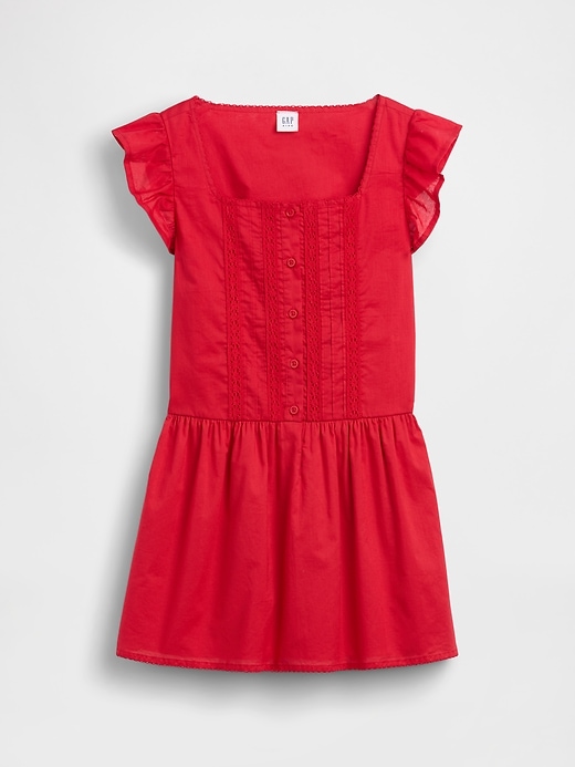 Image number 2 showing, Kids Flutter-Sleeve Lace-Trim Dress